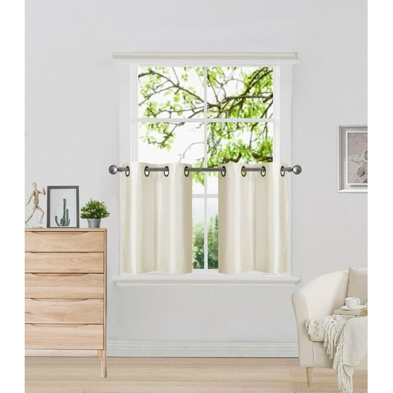 SET D2 IVORY VALANCE SOLID LINED EFFICIENT ENERGY BLACKOUT WINDOW ANY ROOM CURTAIN SIZE 30" WIDE X 24" LENGTH