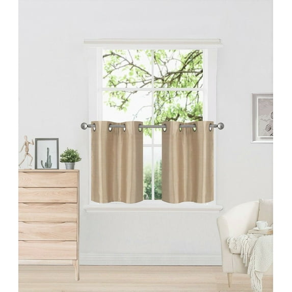 SET D2 TAUPE VALANCE SOLID LINED EFFICIENT ENERGY BLACKOUT WINDOW ANY ROOM CURTAIN SIZE 30" WIDE X 24" LENGTH