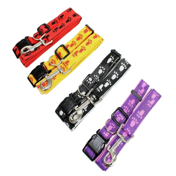 SET Dog COLLAR and LEASH Adjustable Training Nylon YELLOW sz S/M (neck 12" - 18")