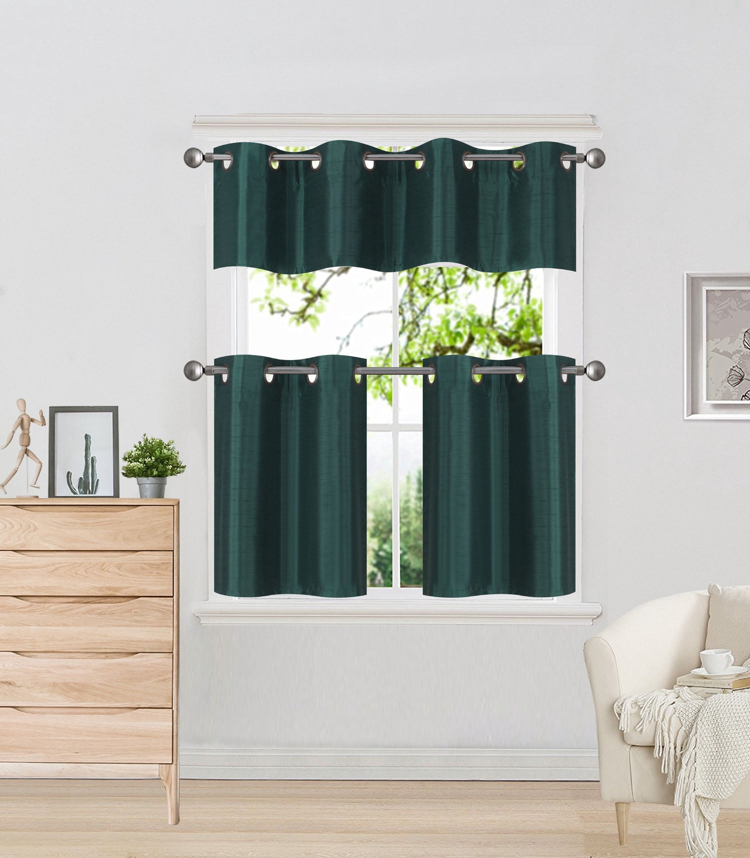 SET K1 HUNTER GREEN Light Filtering 2 layered Bronze Grommets Window