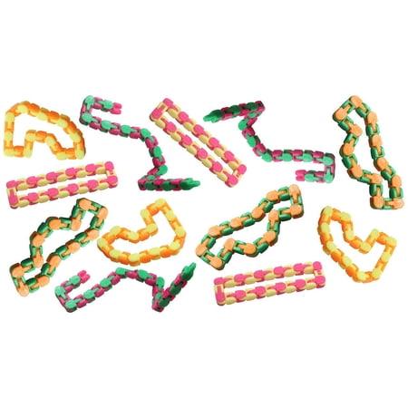 SET OF 12 Click And Snap Fidget Toy - Chain Track - Bend and Twist In Wacky Crazy Shapes Puzzle (1 DOZEN)