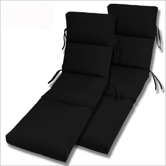 SET OF 2- 22x74x5 Sunbrella Indoor/Outdoor Fabrics in RAVEN BLACK CHANNELED CHAISE CUSHION by Comfort Classics Inc.