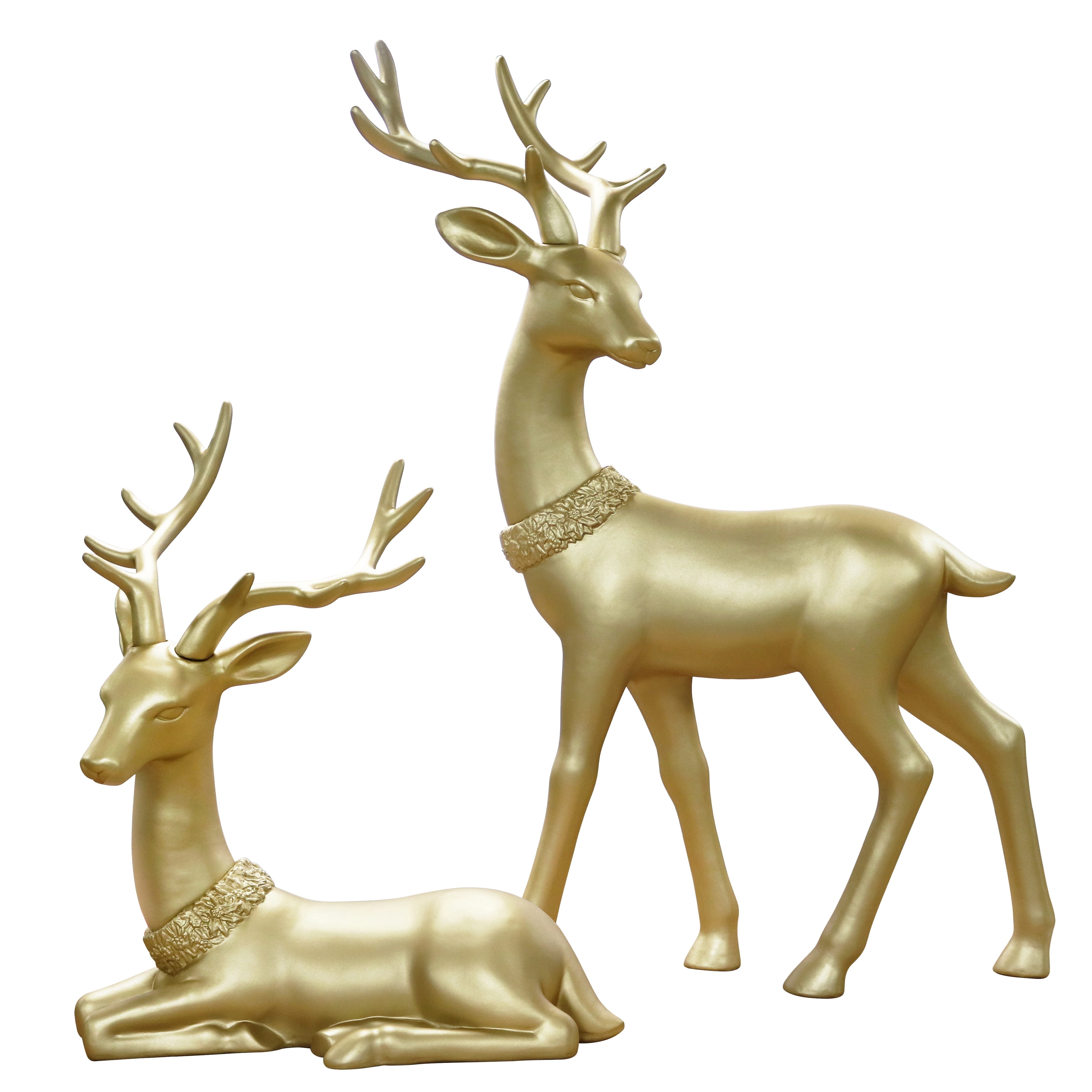 Blow Mold Deer Indoor/Outdoor Christmas Decoration, Gold, Set of 2, by Holiday Time