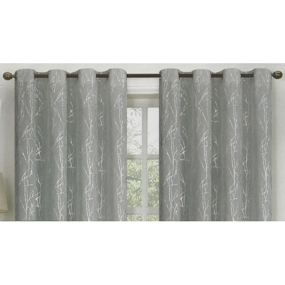 Sally Textiles Martina Collection Silver Grommet Top Semi-Sheer Curtains, 55” x 90” (2 Panels)