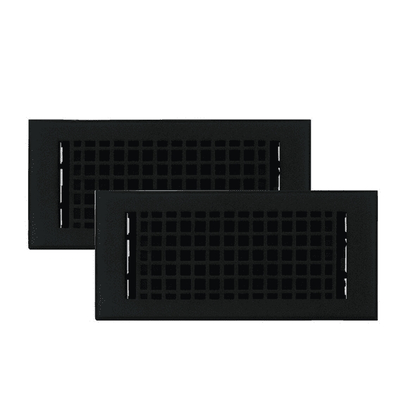 SET OF 2 Mosaic Air Supply Vent 4"x10" Duct Opening (Overall 5-1/2"x 11-3/4") Heavy Gauge Solid Cast Register || Powder Coated Black No holes