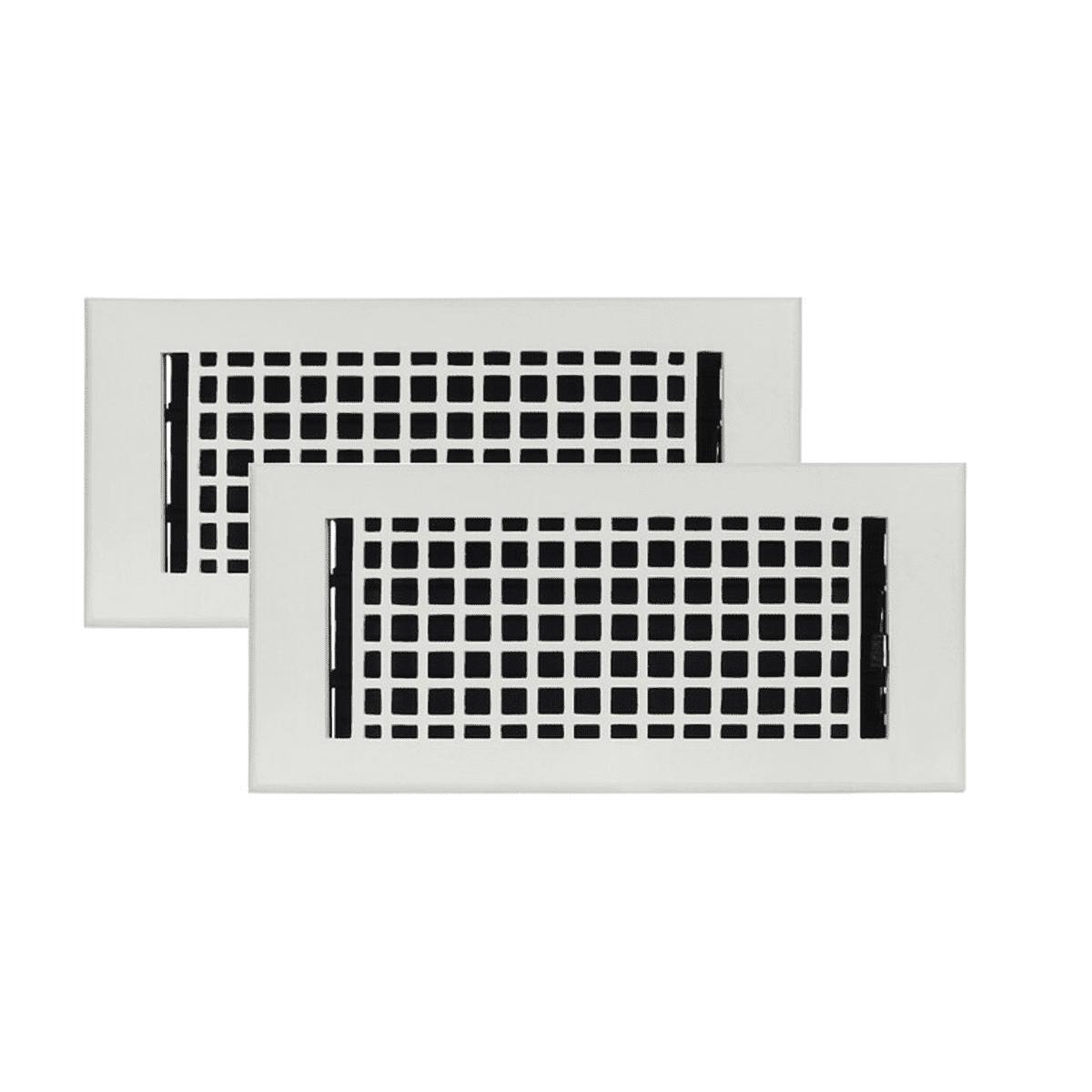 SET OF 2 Mosaic Air Supply Vent 4"x10" Duct Opening (Overall 5-1/2"x 11-3/4") Heavy Gauge Solid Cast Register || Powder Coated White No holes