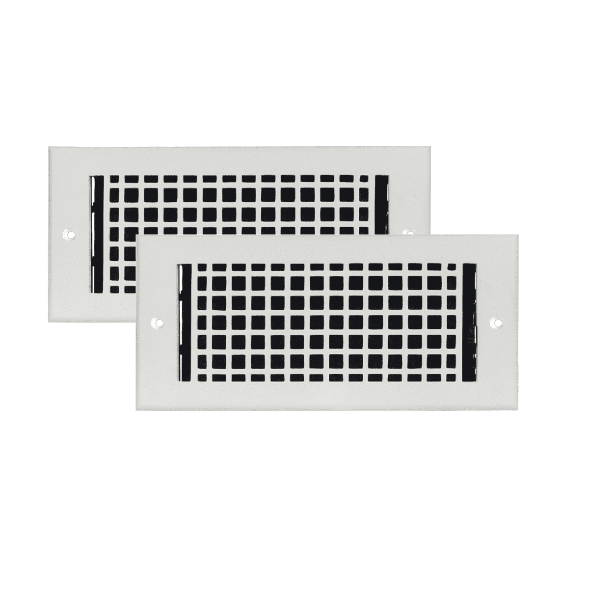 SET OF 2 Mosaic Air Supply Vent 4"x10" Duct Opening (Overall 5-1/2"x 11-3/4") Heavy Gauge Solid Cast Register || Powder Coated White with holes
