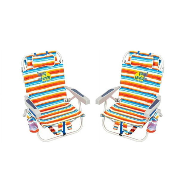 SET OF 2 | Tommy Bahama Folding Backpack Beach Chair Tropical / Stripes ...