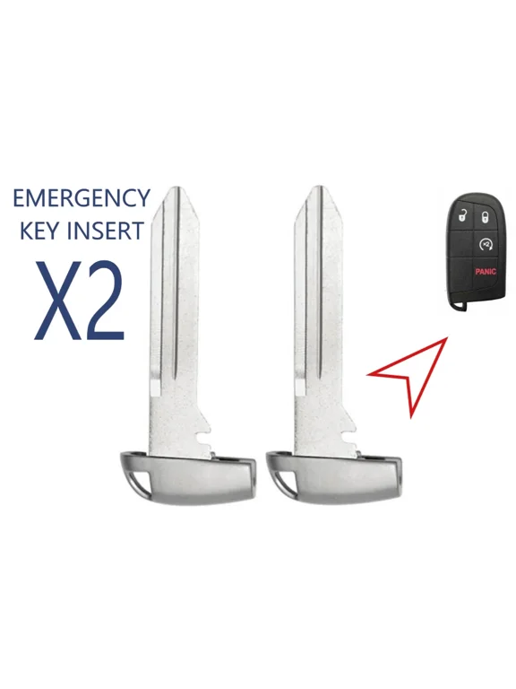 SET OF 2 Y172 Chrysler Dodge Jeep Smart Key Emergency Key w/ Key Ring Slot
