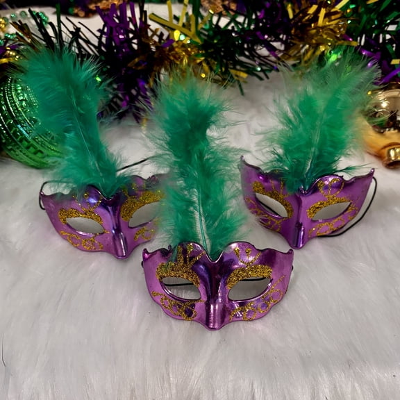 SET OF 3! Variety New Orleans Hand-Painted Mardi Gras Mini Mask Christmas or Holiday Tree Decoration Home Decor