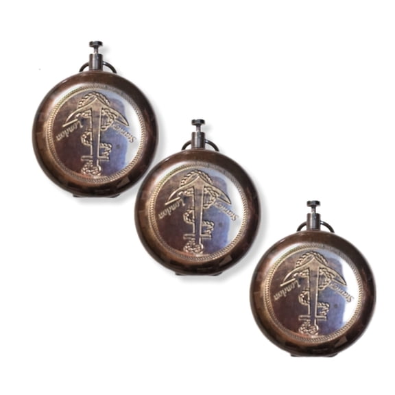 (SET OF 3) Vintage Brass Pocket Compass Portable Style Maritime Navigation Tool