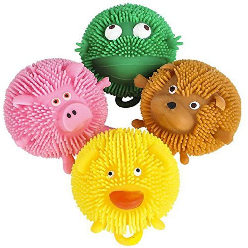 SET OF 4 (3) Cute Mini Animal Puffer Balls - Sensory Fidget and Stress  Balls - OT Autism SPD - Frog, Dog, Pig, Duck 