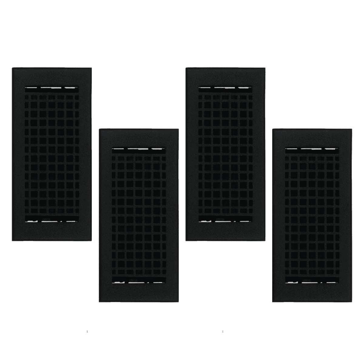 SET OF 4 Mosaic Air Supply Vent 4"x10" Duct Opening (Overall 5-1/2"x 11-3/4") Heavy Gauge Solid Cast Register || Powder Coated Black No holes