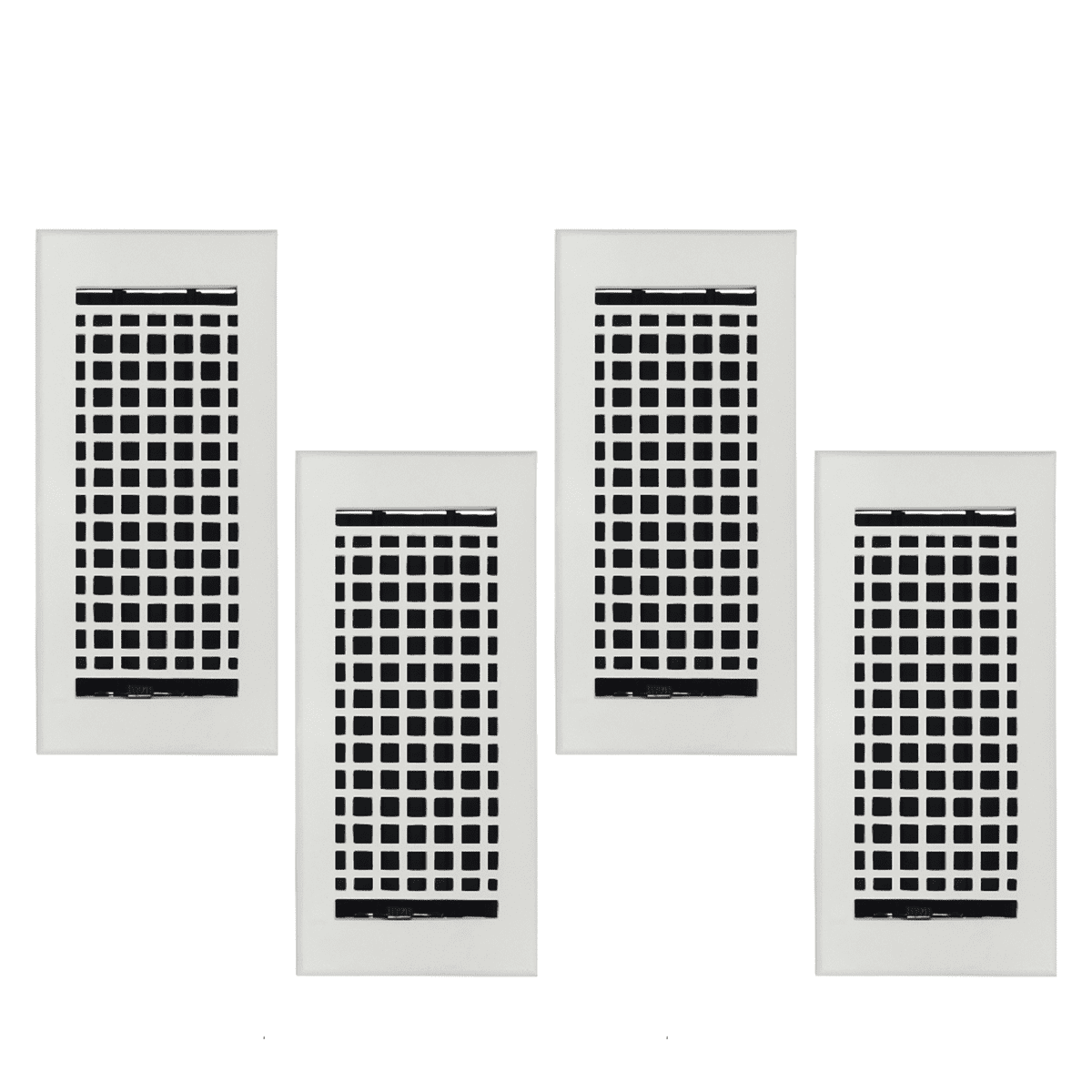 SET OF 4 Mosaic Air Supply Vent 4"x10" Duct Opening (Overall 5-1/2"x 11-3/4") Heavy Gauge Solid Cast Register || Powder Coated White No holes
