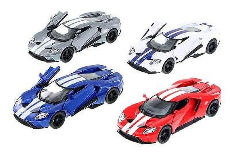 SET OF 4 : New 5" Kinsmart 2017 Ford GT w Stripes 1:38 Diecast Model Toy Car