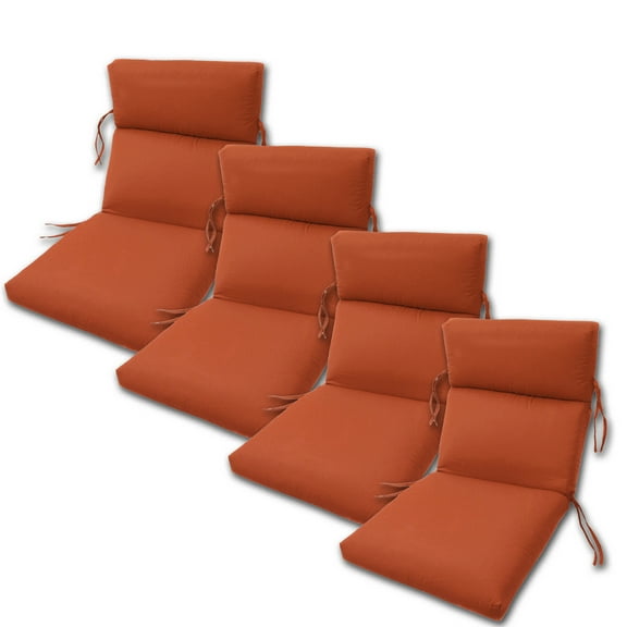 SET OF 4 OUTDOOR CHANNELED CHAIR CUSHIONS 22W x 44L x 3H Hinge at 24" in Sunbrella Fabric Brick by Comfort Classics Inc.