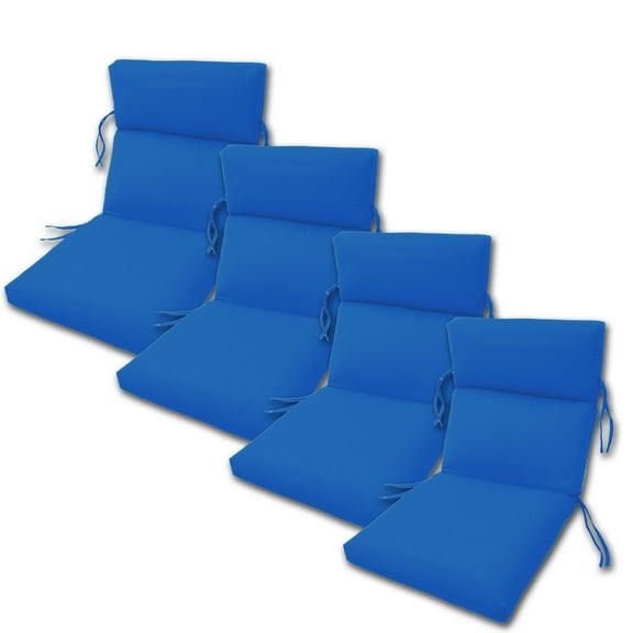 SET OF 4 OUTDOOR CHANNELED CHAIR CUSHIONS 22W x 44L x 3H Hinge at 24" in Sunbrella Fabric Pacific Blue by Comfort Classics Inc.