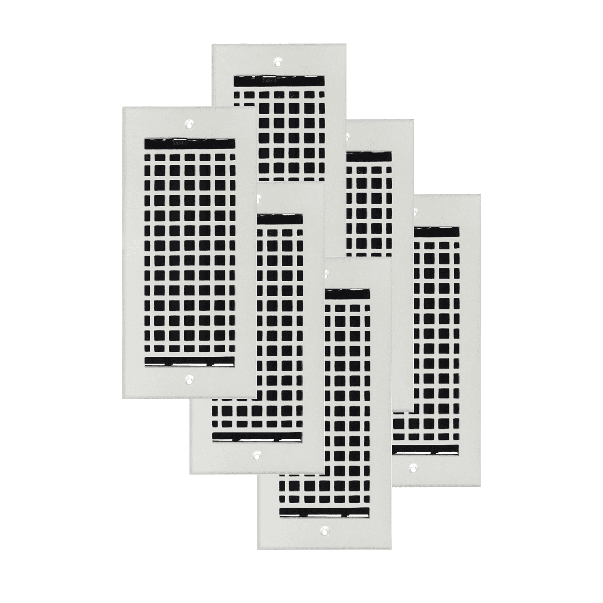 SET OF 6 Mosaic Air Supply Vent 4"x10" Duct Opening (Overall 5-1/2"x 11-3/4") Heavy Gauge Solid Cast Register || Powder Coated White with holes