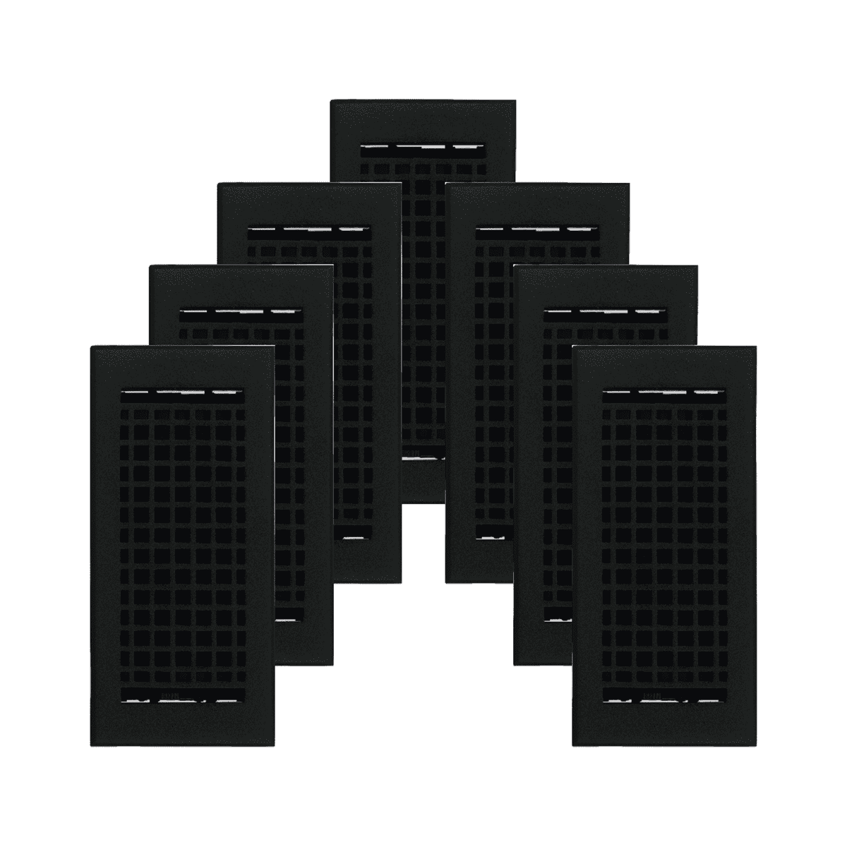 SET OF 7 Mosaic Air Supply Vent 4"x10" Duct Opening (Overall 5-1/2"x 11-3/4") Heavy Gauge Solid Cast Register || Powder Coated Black No holes
