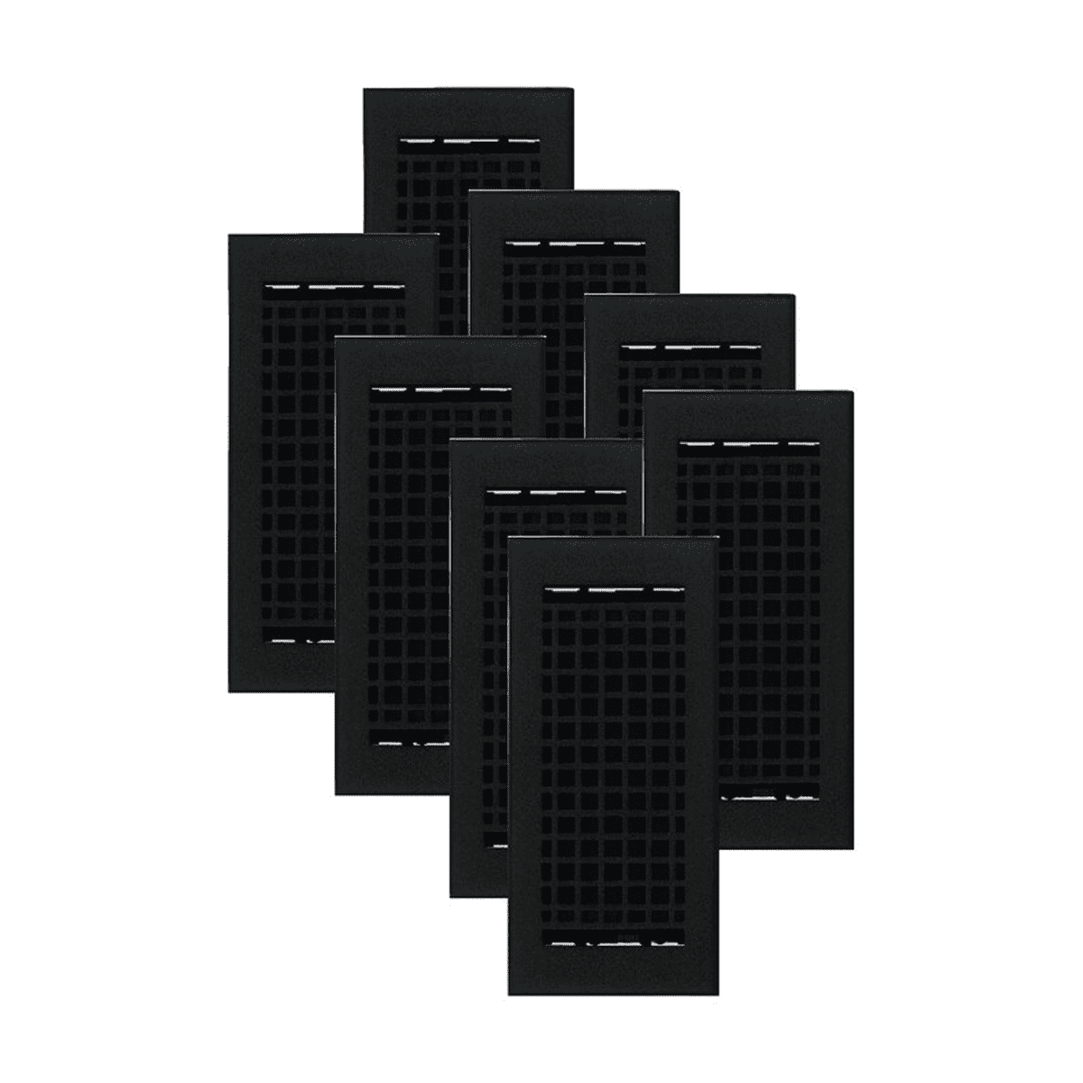 SET OF 8 Mosaic Air Supply Vent 4"x10" Duct Opening (Overall 5-1/2"x 11-3/4") Heavy Gauge Solid Cast Register || Powder Coated Black No holes