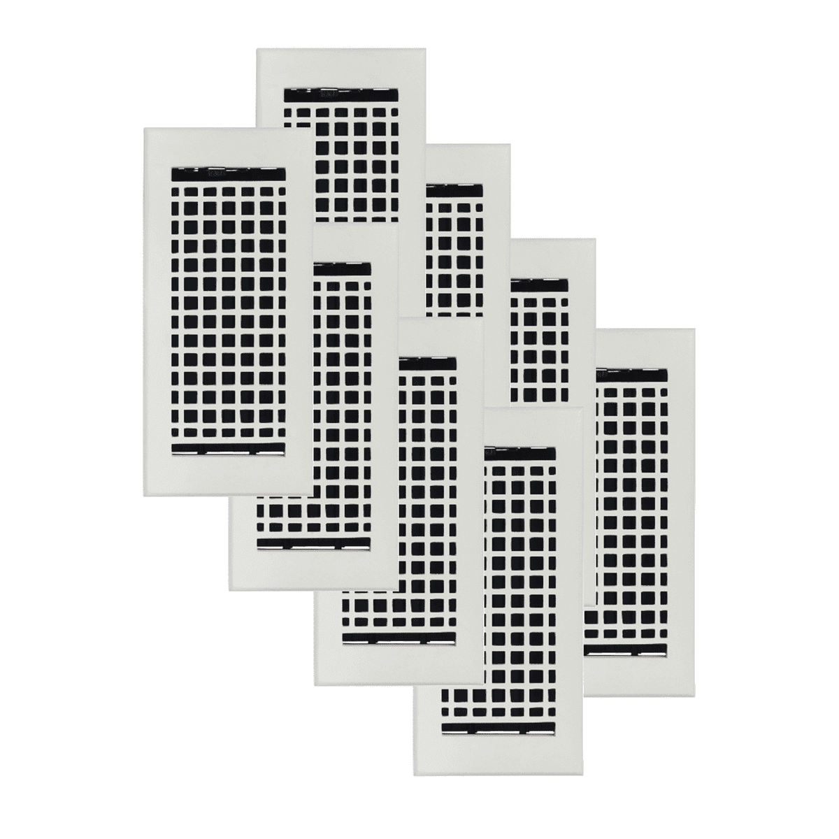 SET OF 8 Mosaic Air Supply Vent 4"x10" Duct Opening (Overall 5-1/2"x 11-3/4") Heavy Gauge Solid Cast Register || Powder Coated White No holes