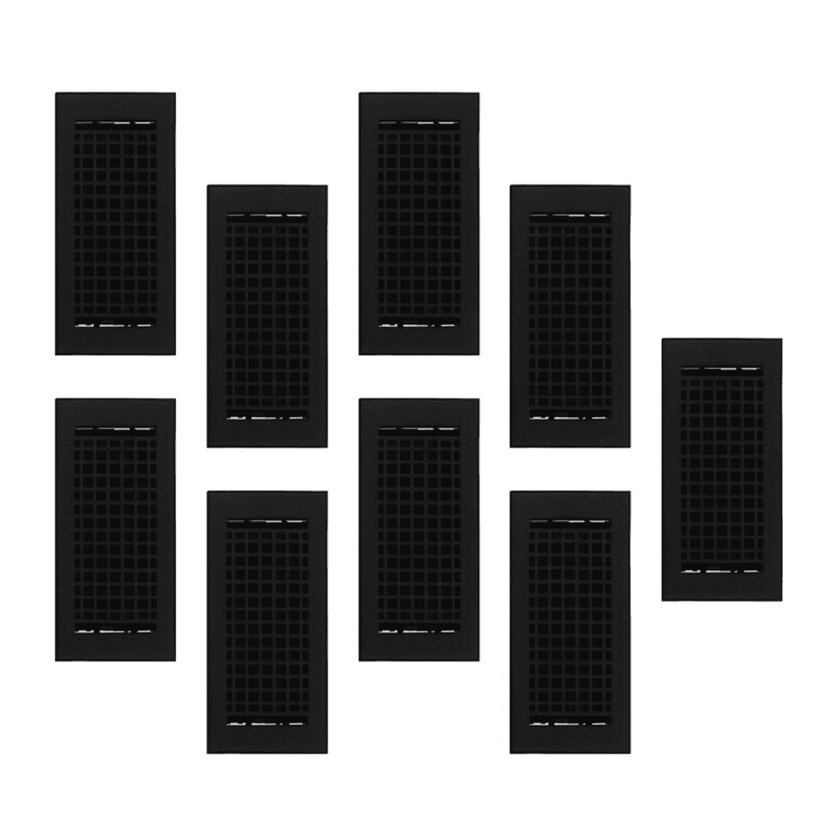 SET OF 9 Mosaic Air Supply Vent 4"x10" Duct Opening (Overall 5-1/2"x 11-3/4") Heavy Gauge Solid Cast Register || Powder Coated Black No holes