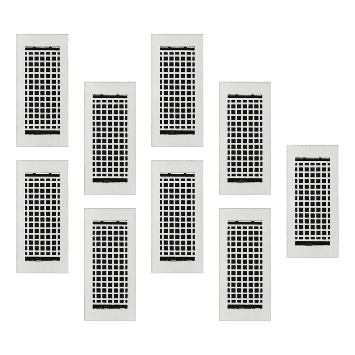 SET OF 9 Mosaic Air Supply Vent 4"x10" Duct Opening (Overall 5-1/2"x 11-3/4") Heavy Gauge Solid Cast Register || Powder Coated White No holes
