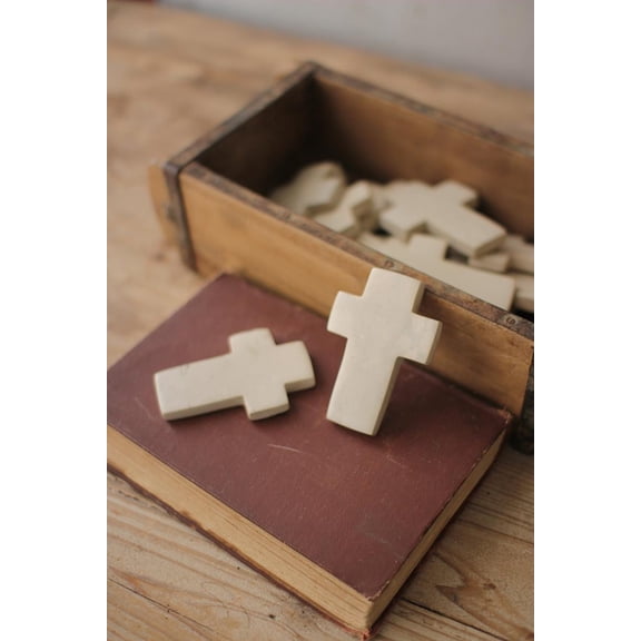 Kalalou Set of Six Hand-carved Stone Crosses - Gray (Min 2)