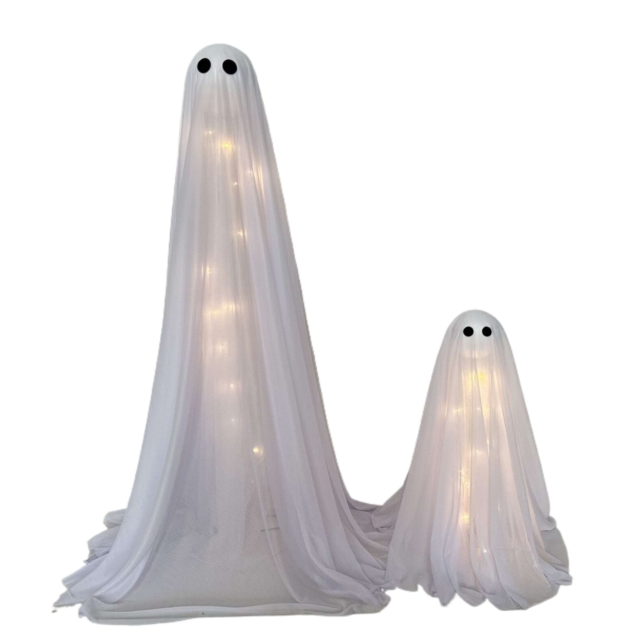 Light-Up Standing Fabric Ghost Decorations, White, 2 Pieces, Halloween by Way To Celebrate