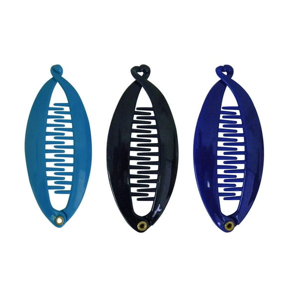 Motique Accessories Set of Three 3.5 inch Mini Banana Clip Hair Clincher - Blue Navy Royal Blue