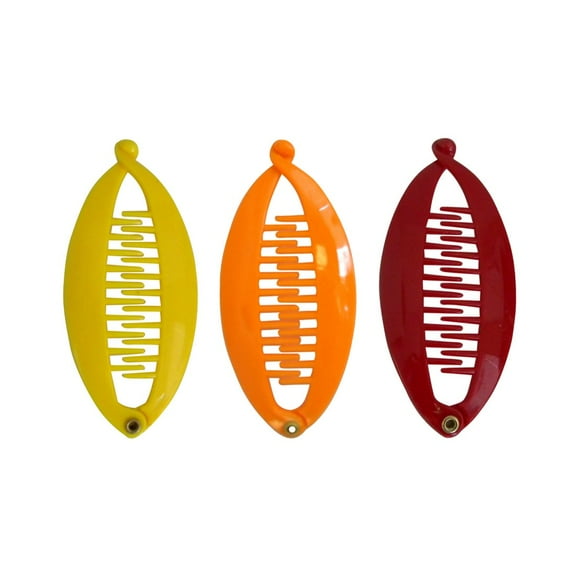 Motique Accessories Set of Three 3.5 inch Mini Banana Clip Hair Clincher - Orange Red Yellow