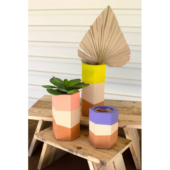 Kalalou Set of Three Clay Teardrop Bud Vases