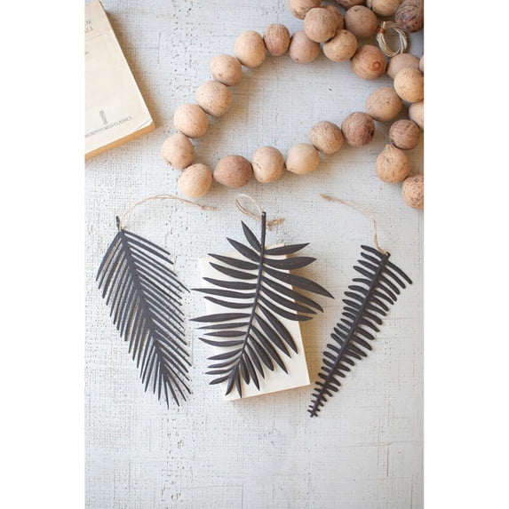 SET OF THREE METAL LEAF CHRISTMAS ORNAMENTS - ONE EACH