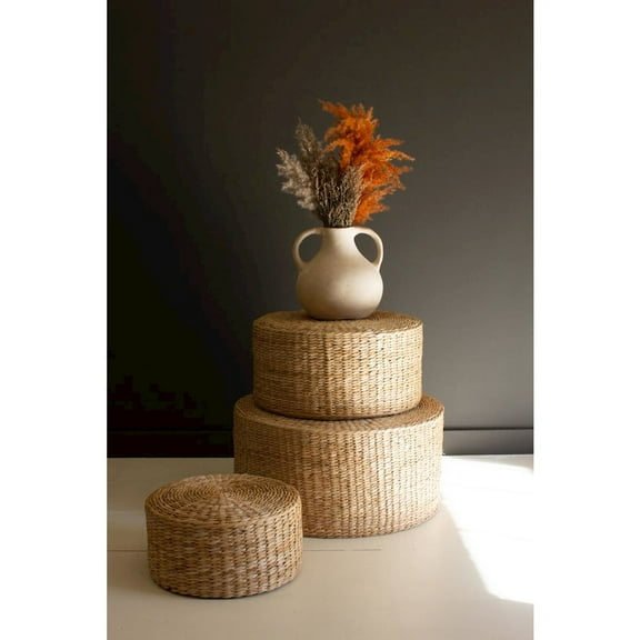 Kalalou Inc Set Of Three Round Natural Seagrass Risers