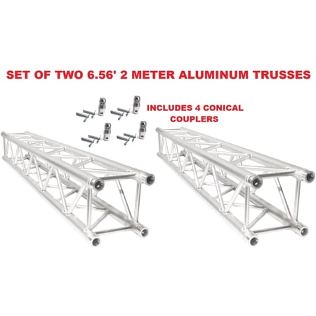 SET OF TWO (2) PAIR 6.56FT (2 METERS) STRAIGHT SQUARE ALUMINUM TRUSS SEGMENTS! INCLUDES 4 COUPLERS