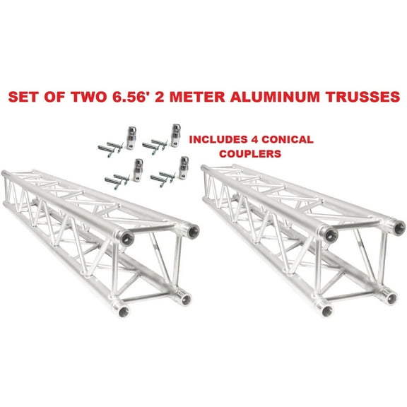 SET OF TWO (2) PAIR 6.56FT (2 METERS) STRAIGHT SQUARE ALUMINUM TRUSS SEGMENTS! INCLUDES 4 COUPLERS