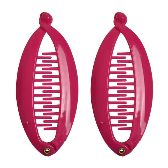 Motique Accessories Set of Two Hot Pink 3.5 inch Mini Banana Clip Hair Clincher Rounded Edges Comb