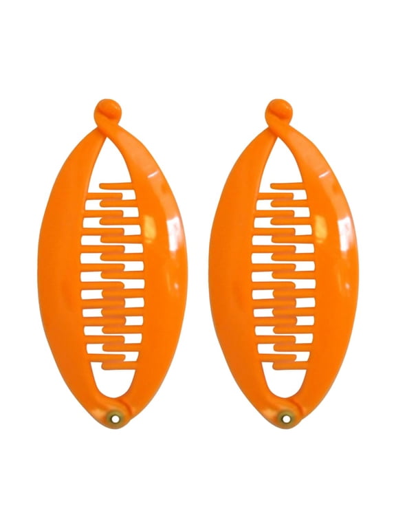 Set of Two Orange 3.5 inch Mini Banana Clip Hair Clincher Rounded Edge Hair Comb