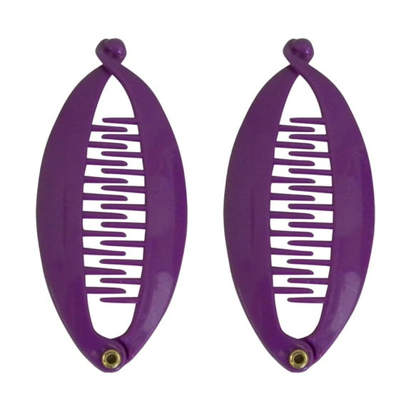 Motique Accessories Set of Two Purple 3.5 inch Mini Banana Clip Hair Clincher Rounded Edges Comb