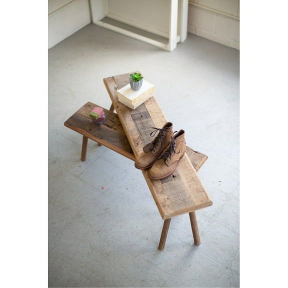 SET OF TWO RECYCLED WOODEN ACCENT TABLES
