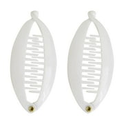 SET OF TWO White 3.5 Inch Mini Banana Clip Hair Clincher Rounded Edges Hair Comb