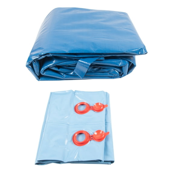 SET SunSolar Energy Technologies- Super Duty series In-Ground Solid Pool Cover for 12x24 Foot Rectangle Swimming Pool - Winter Pool Cover with 15-Yr warranty. 8ft Double Water Bags Included.