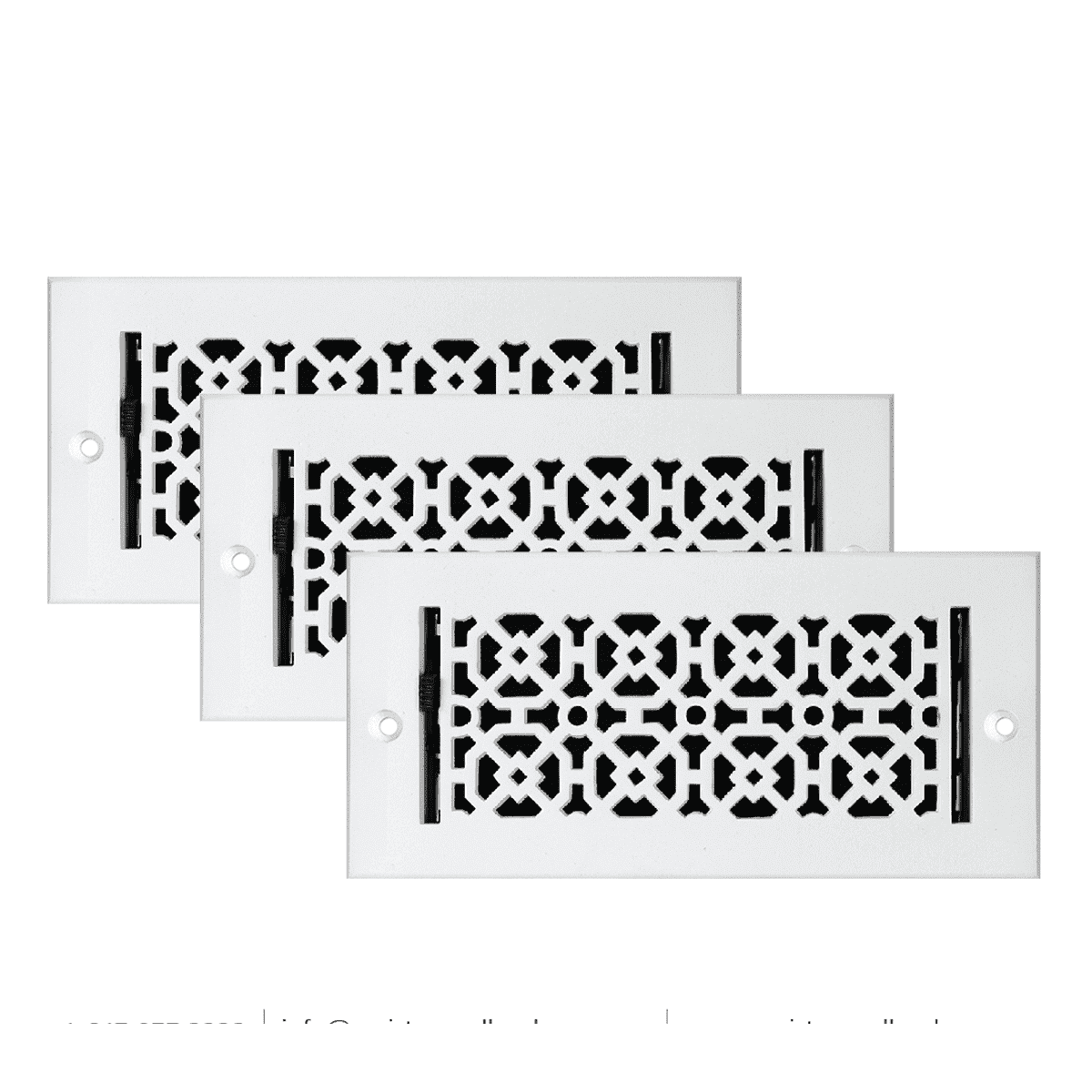 SET of 3 Achtek Air Supply Vent 4"x 10" Duct Opening (Overall 5-1/2"x 11-3/4") Solid Cast Aluminum Register Cover || Powder Coated White with holes