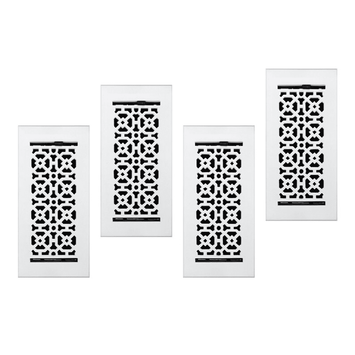 SET of 4 Achtek Air Supply Vent 4"x 10" Duct Opening (Overall 5-1/2"x 11-3/4") Solid Cast Aluminum Register Cover || Powder Coated White No holes
