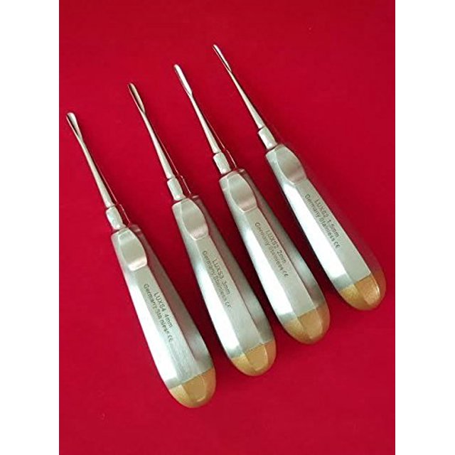 SET of 4 PCS STRAIGHT DENTAL EXTRACTING EXTRACTION LUXATING ELEVATOR GERMAN STAINLESS STEEL