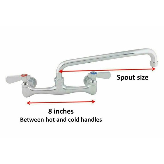 SET of AA-716G Faucet 8" Wall Mount Commercial Faucet with 16" spout NSF