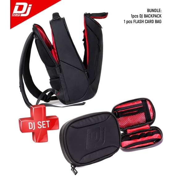 SET of URBAN Backpack & FLASHCARD bag for DJ's controllers and mixers - DJBAG 19.29 x 12.59 x 3.93 in.