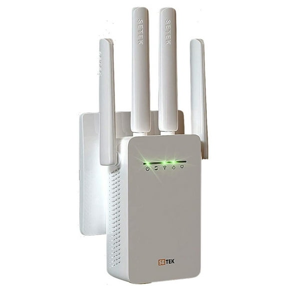 SETEK WiFi Range Extender Signal Booster to 2500 Feet, 300 MBPS Wireless Internet Amplifier - Covers 15 Devices with 4 External Antennas, 5 Working Modes, Overvoltage Protection, LAN/Ethernet Port