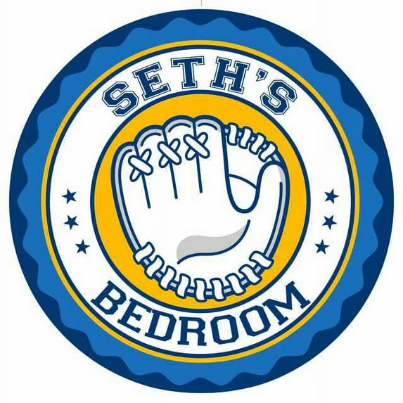 SETH'S Baseball Glove Bedroom 12" Round Metal Sign Boys Room 200120029104