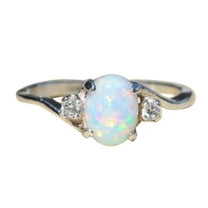 SETOOFF Clearance Deals Rings,Sterling Silver Created Opal Rings,Created Gemstone Ring for Women,Engagement Ring Fine Jewelry for Women